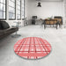 Round Patterned Pastel Pink Rug in a Office, pat1110rd