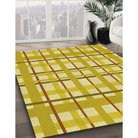 Patterned Bold Yellow Rug, pat1110yw