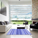 Square Patterned Jeans Blue Rug in a Living Room, pat1111blu