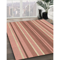 Patterned Light Salmon Rose Pink Rug, pat1111brn