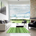 Square Patterned Dark Lime Green Rug in a Living Room, pat1111grn