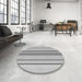 Round Patterned Platinum Silver Gray Rug in a Office, pat1111gry