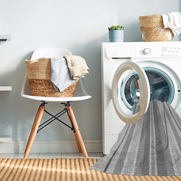 Machine Washable Transitional Platinum Silver Gray Rug in a Washing Machine, wshpat1111gry