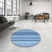 Round Patterned Sky Blue Rug in a Office, pat1111lblu