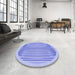 Round Patterned Light Slate Blue Rug in a Office, pat1112blu