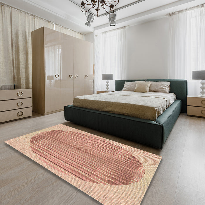 Patterned Orange Rug in a Bedroom, pat1112brn