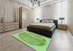 Patterned Apple Green Rug in a Bedroom, pat1112grn