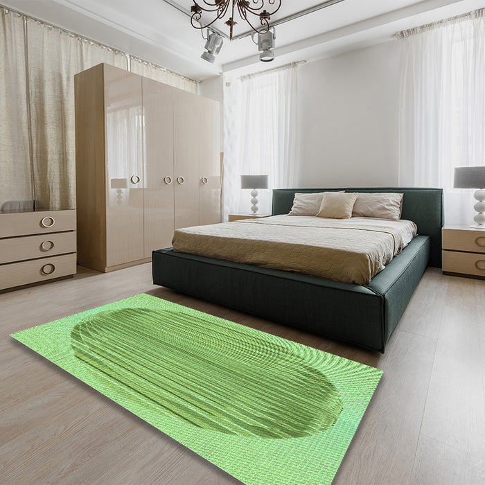 Patterned Apple Green Rug in a Bedroom, pat1112grn