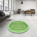 Round Patterned Apple Green Rug in a Office, pat1112grn