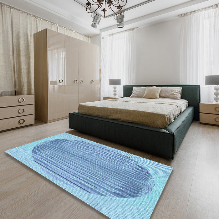 Patterned Iceberg Blue Rug in a Bedroom, pat1112lblu
