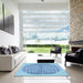 Square Patterned Iceberg Blue Rug in a Living Room, pat1112lblu