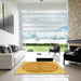 Square Patterned Neon Orange Rug in a Living Room, pat1112yw