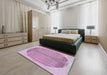 Patterned Blossom Pink Novelty Rug in a Bedroom, pat1112