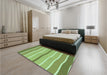 Patterned Yellow Green Rug in a Bedroom, pat1113grn