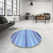 Round Patterned Sky Blue Rug in a Office, pat1113lblu