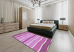 Machine Washable Transitional Magenta Pink Rug in a Bedroom, wshpat1113