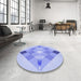 Round Patterned Light Slate Blue Rug in a Office, pat1114blu