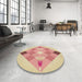 Round Patterned Sunrise Orange Rug in a Office, pat1114brn