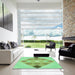 Machine Washable Transitional Jade Green Rug in a Kitchen, wshpat1114grn