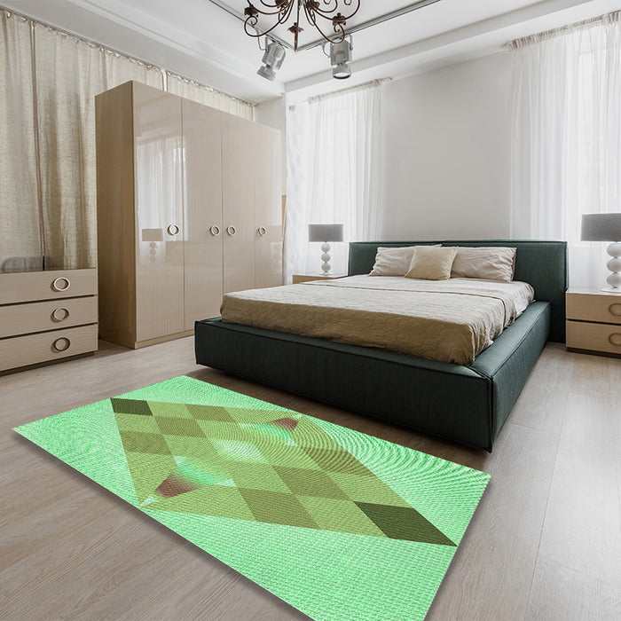 Patterned Jade Green Rug in a Bedroom, pat1114grn