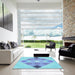 Square Patterned Iceberg Blue Rug in a Living Room, pat1114lblu