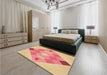 Patterned Yellow Rug in a Bedroom, pat1114org