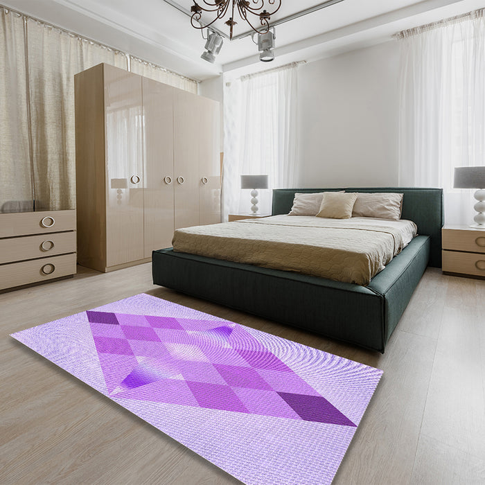 Round Machine Washable Transitional Purple Rug in a Office, wshpat1114pur