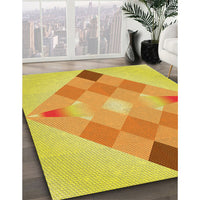 Patterned Neon Orange Rug, pat1114yw