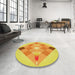 Round Patterned Neon Orange Rug in a Office, pat1114yw