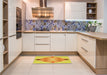 Patterned Neon Orange Rug in a Kitchen, pat1114yw