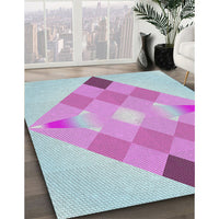 Patterned Coral Blue Novelty Rug, pat1114