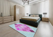 Patterned Coral Blue Novelty Rug in a Bedroom, pat1114