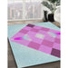 Patterned Coral Blue Novelty Rug in Family Room, pat1114