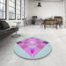 Round Patterned Coral Blue Novelty Rug in a Office, pat1114