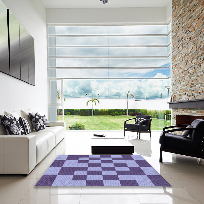 Square Patterned Purple Mimosa Purple Rug in a Living Room, pat1115blu