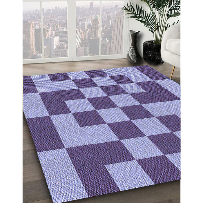 Patterned Purple Mimosa Purple Rug in Family Room, pat1115blu