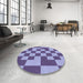 Round Patterned Purple Mimosa Purple Rug in a Office, pat1115blu