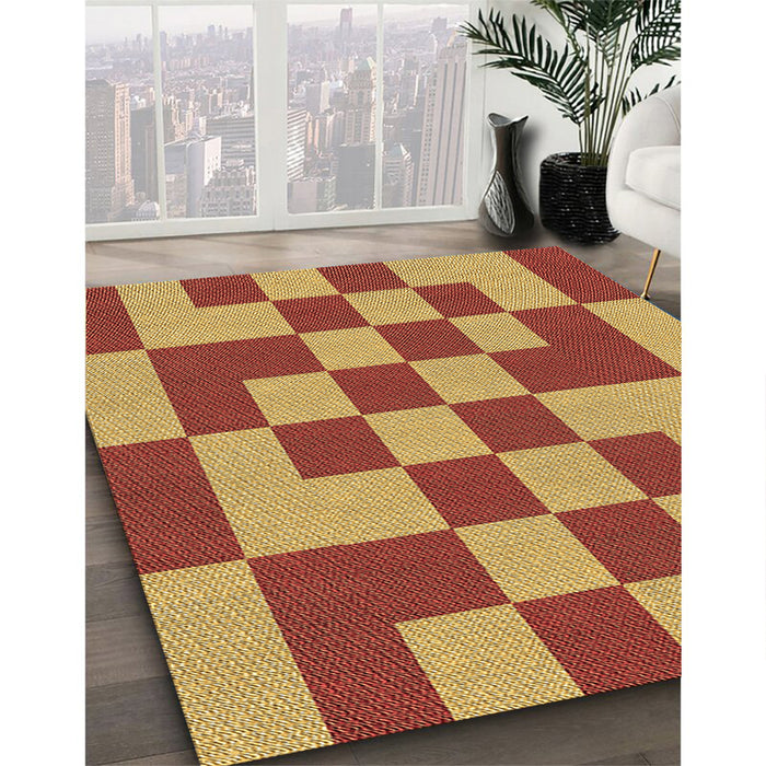 Machine Washable Transitional Yellow Rug in a Family Room, wshpat1115brn