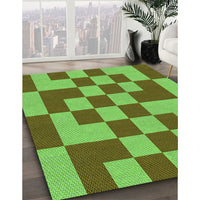 Patterned Oak Brown Rug, pat1115grn
