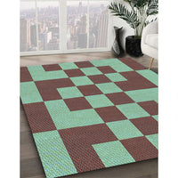 Patterned Medium Aqua Marine Green Rug, pat1115lblu