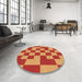 Round Patterned Orange Rug in a Office, pat1115org