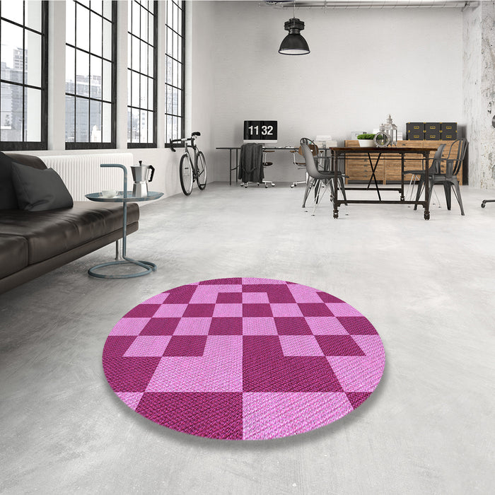Round Patterned Violet Purple Rug in a Office, pat1115pur