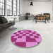 Round Patterned Violet Purple Rug in a Office, pat1115pur