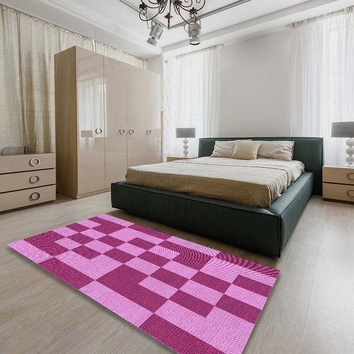 Patterned Violet Purple Rug in a Bedroom, pat1115pur