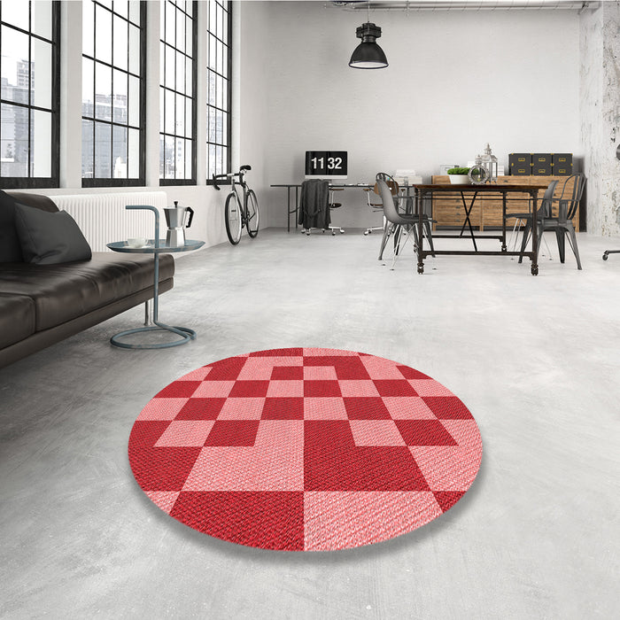 Round Patterned Pastel Red Pink Rug in a Office, pat1115rd
