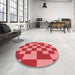 Round Patterned Pastel Red Pink Rug in a Office, pat1115rd