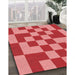 Patterned Pastel Red Pink Rug in Family Room, pat1115rd