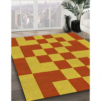 Patterned Neon Red Rug, pat1115yw