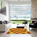 Machine Washable Transitional Neon Red Rug in a Kitchen, wshpat1115yw