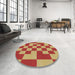 Round Patterned Red Novelty Rug in a Office, pat1115